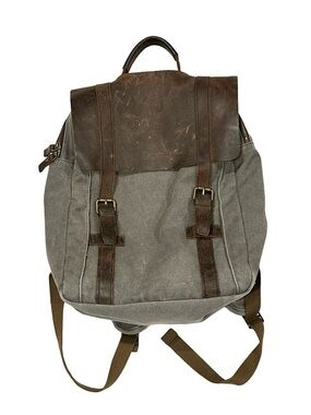 Leather and canvas Backpack - adjustable straps - gently pre loved